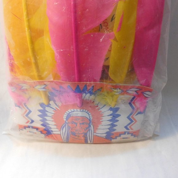 Vintage Come Play Products Indian Headdress Drum Play Set 1960's - Picture 5 of 6